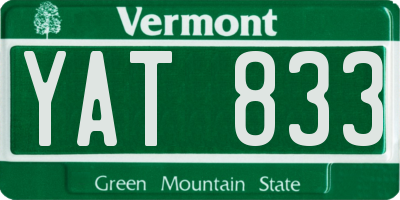 VT license plate YAT833