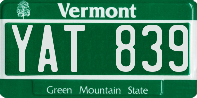VT license plate YAT839