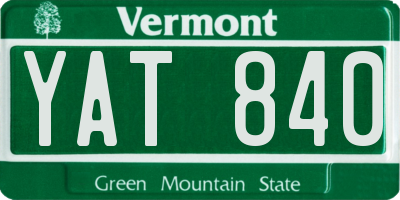 VT license plate YAT840