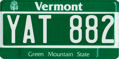 VT license plate YAT882