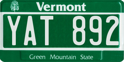 VT license plate YAT892