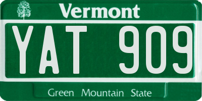 VT license plate YAT909