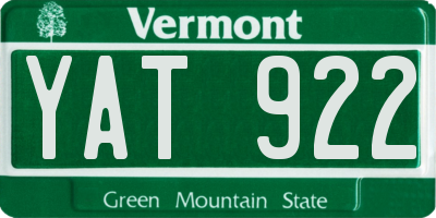 VT license plate YAT922