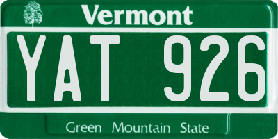 VT license plate YAT926