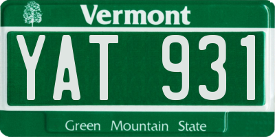 VT license plate YAT931