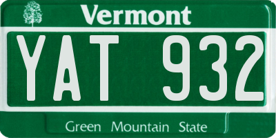 VT license plate YAT932