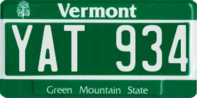 VT license plate YAT934