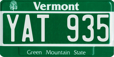 VT license plate YAT935