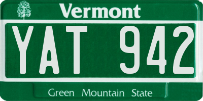 VT license plate YAT942