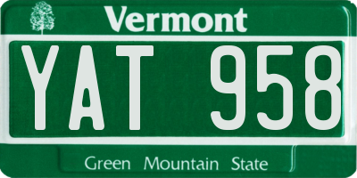 VT license plate YAT958