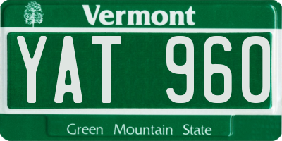 VT license plate YAT960
