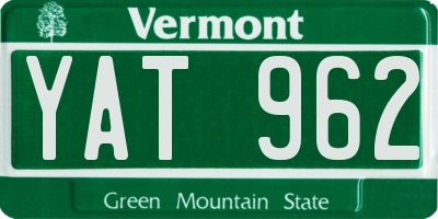 VT license plate YAT962