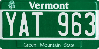 VT license plate YAT963