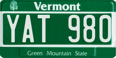 VT license plate YAT980