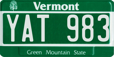VT license plate YAT983