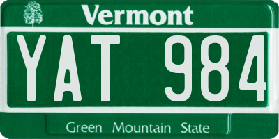 VT license plate YAT984
