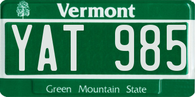VT license plate YAT985