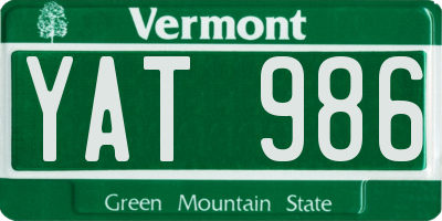 VT license plate YAT986