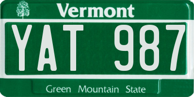 VT license plate YAT987