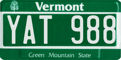 VT license plate YAT988