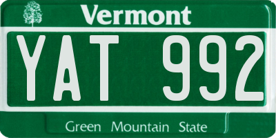 VT license plate YAT992