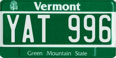 VT license plate YAT996