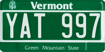 VT license plate YAT997