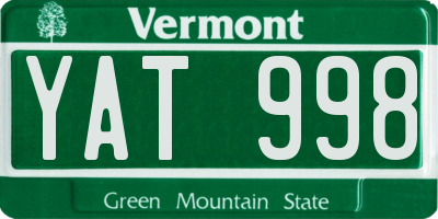 VT license plate YAT998