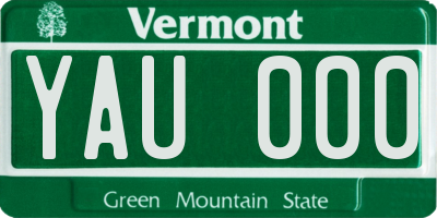 VT license plate YAU000