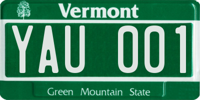 VT license plate YAU001