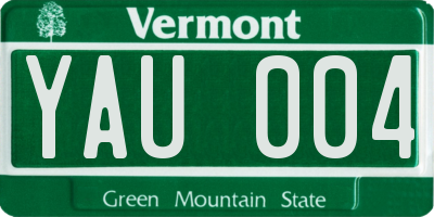 VT license plate YAU004