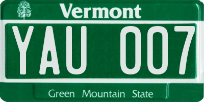 VT license plate YAU007