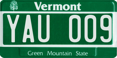 VT license plate YAU009