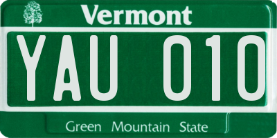 VT license plate YAU010