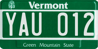 VT license plate YAU012