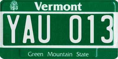 VT license plate YAU013