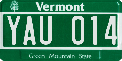 VT license plate YAU014