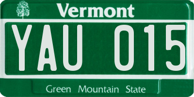 VT license plate YAU015