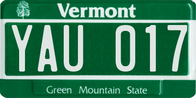 VT license plate YAU017
