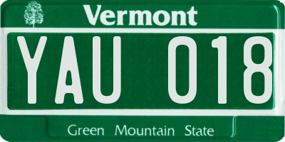 VT license plate YAU018