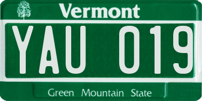 VT license plate YAU019