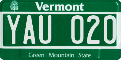 VT license plate YAU020