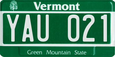 VT license plate YAU021