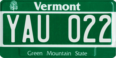 VT license plate YAU022