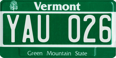 VT license plate YAU026