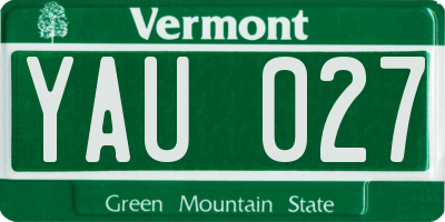 VT license plate YAU027