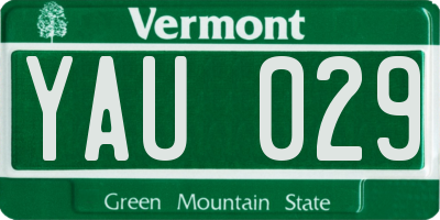 VT license plate YAU029