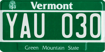 VT license plate YAU030