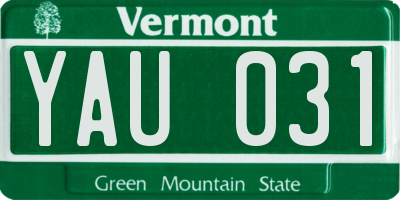 VT license plate YAU031