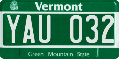 VT license plate YAU032